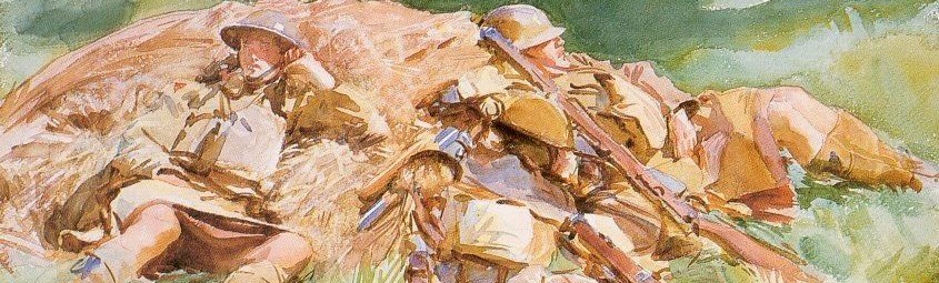 A painting of soldiers relaxing by John Singer Sargent
